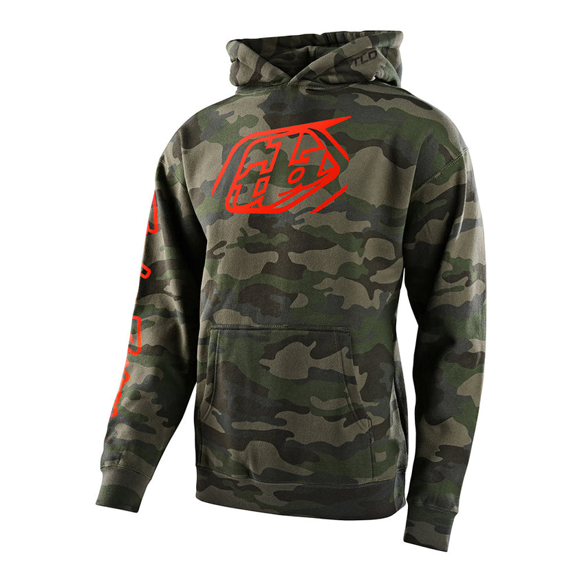 Youth Pullover Hoodie Cropped Badge Forest Camo