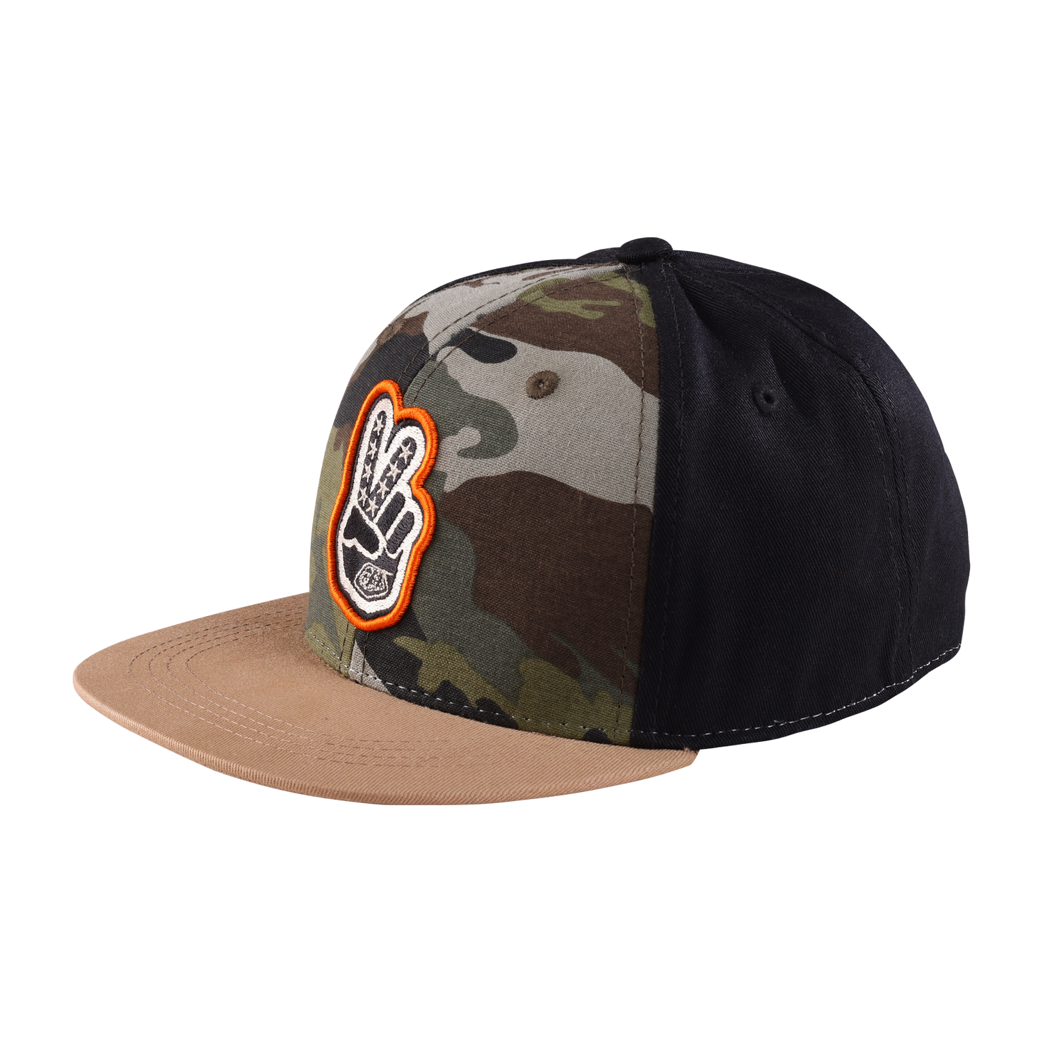 TLD Youth Flat Bill Snapback Peace Out Black / Forest Camo
