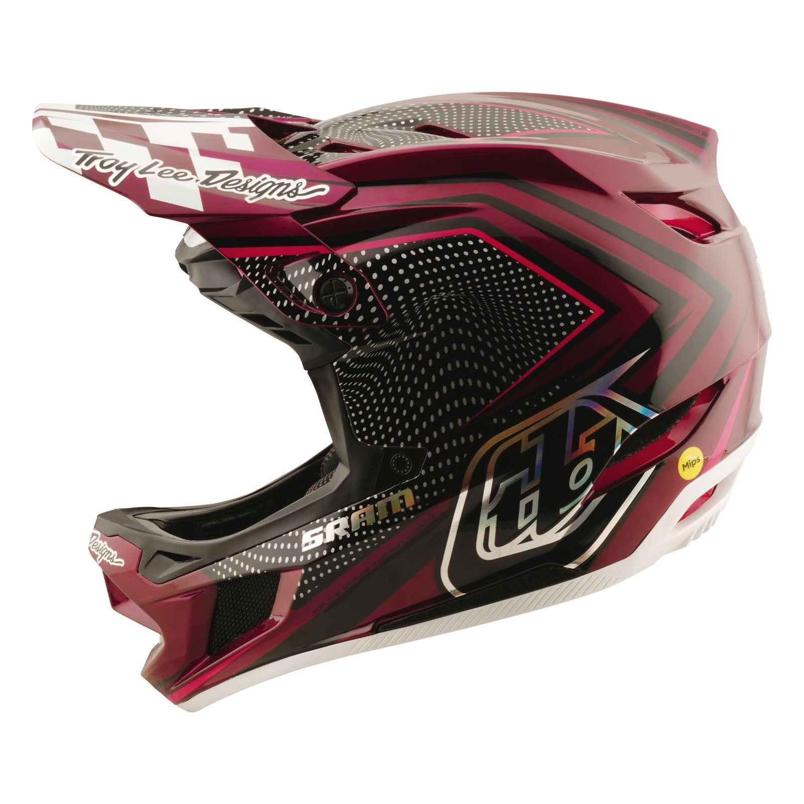 TLD D4 Carbon Helmet W/MIPS Troy Lee Designs X SRAM Radioscape Black / Berry