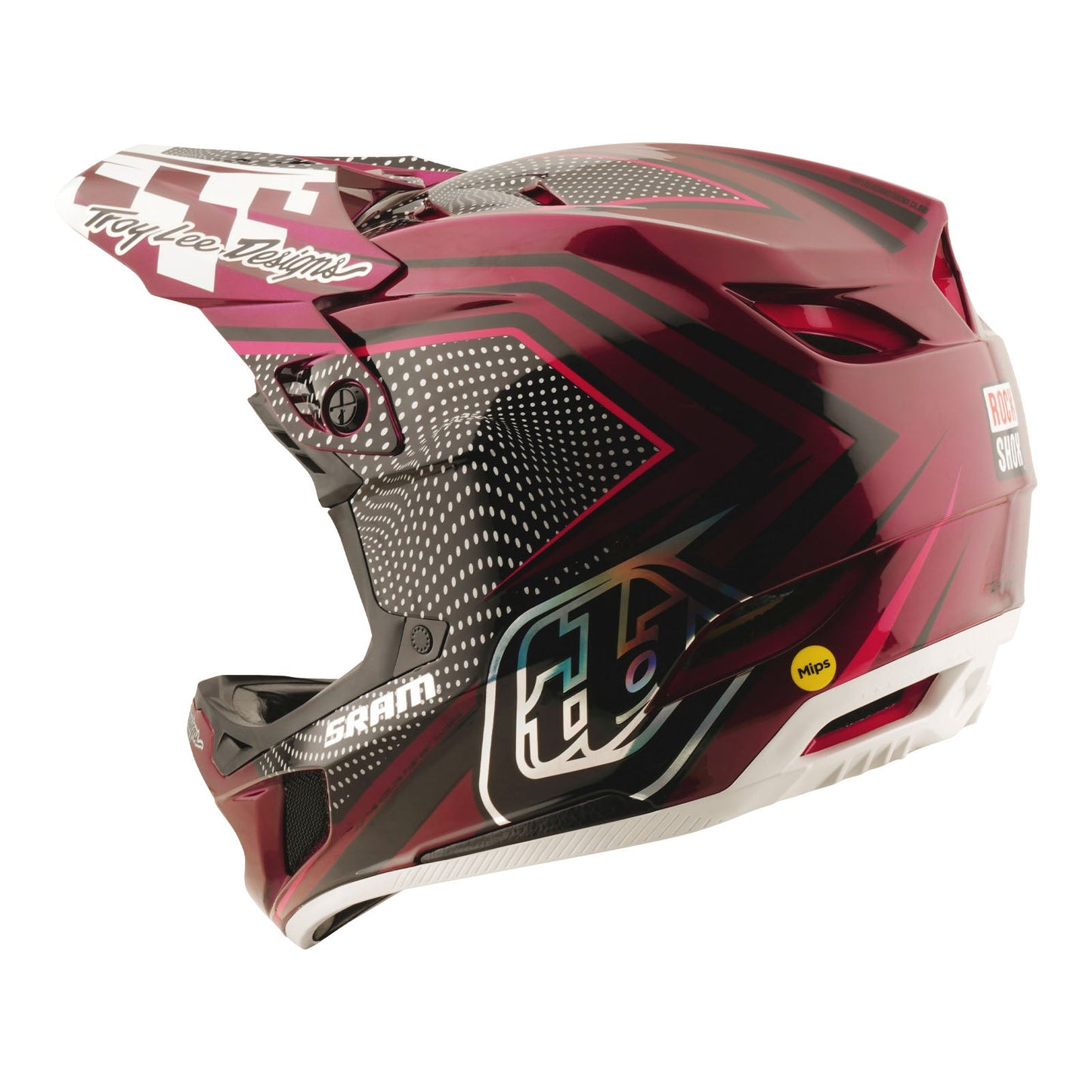 TLD D4 Carbon Helmet W/MIPS Troy Lee Designs X SRAM Radioscape Black / Berry