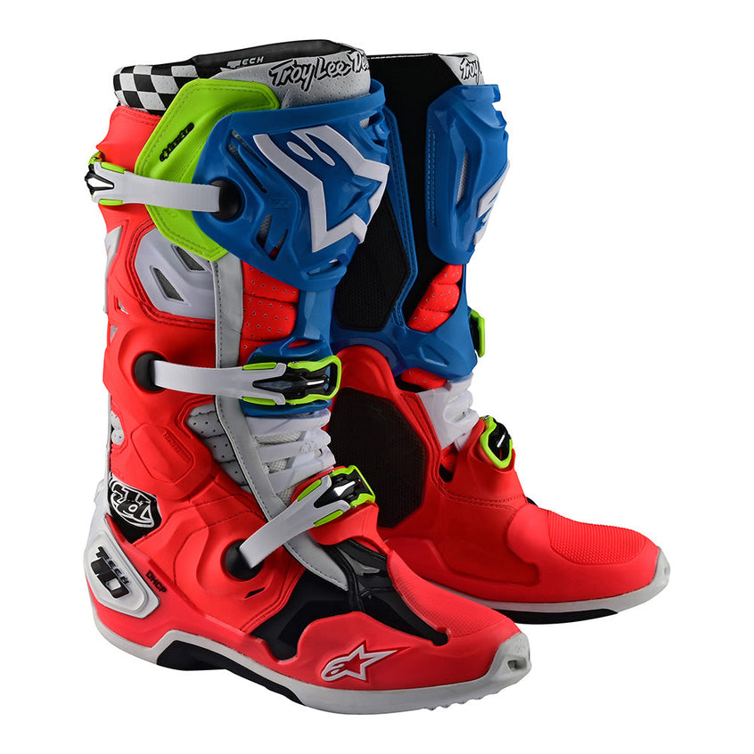 Troy Lee Alpinestars Tech 10 Supervented MX Boot Solid Rocket Red / White / Blue
