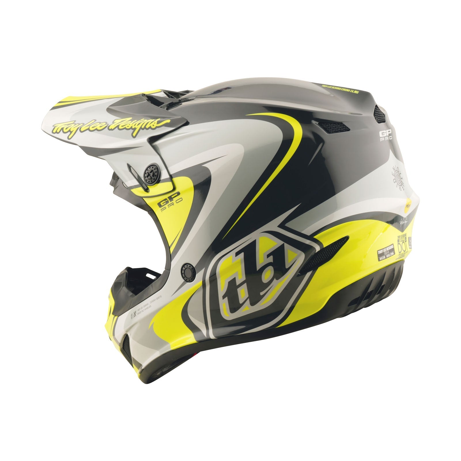 TLD GP Pro Helmet Crossover Grey / Flo Yellow