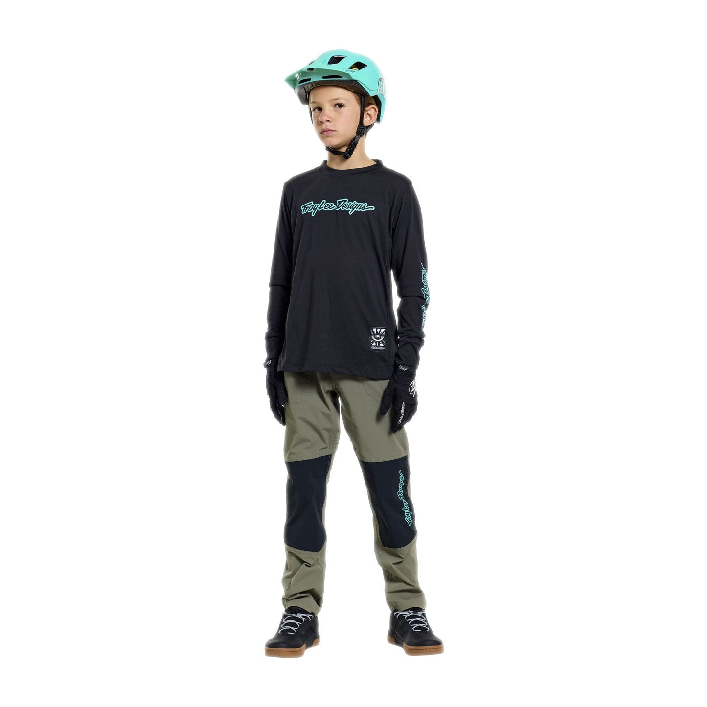 Youth Skyline Ride LS Tee Signature Black / Real Teal