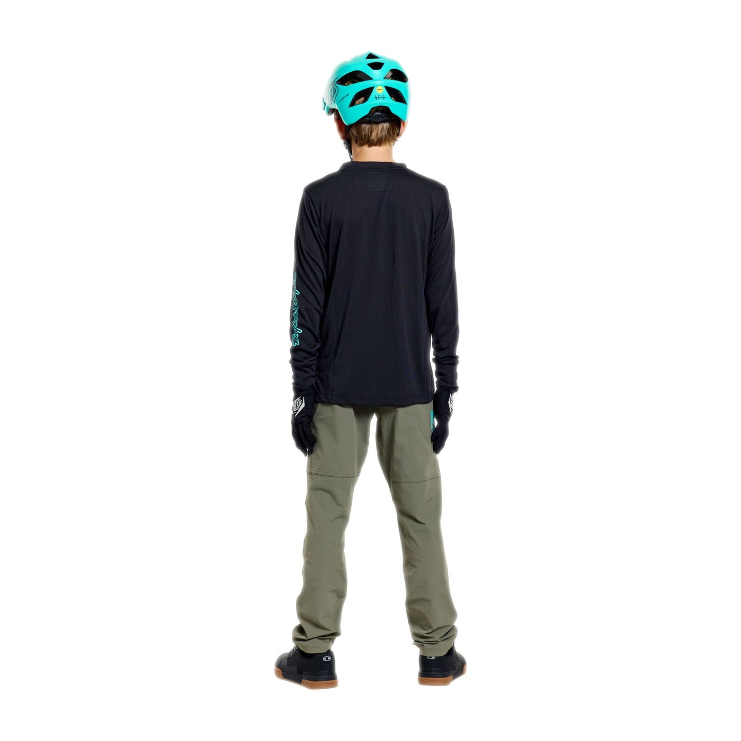 Youth Skyline Ride LS Tee Signature Black / Real Teal